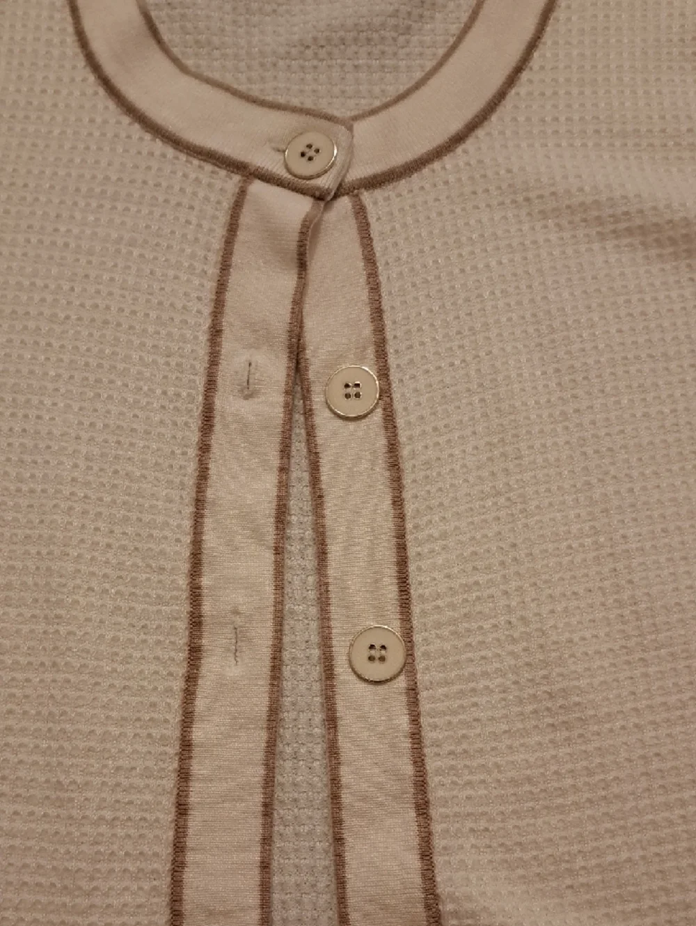 Cyrus Cream Cardigan with Tan Trim - Picture 3 of 5